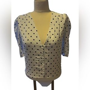 AFRM White and Black Polka Dot Bodysuit